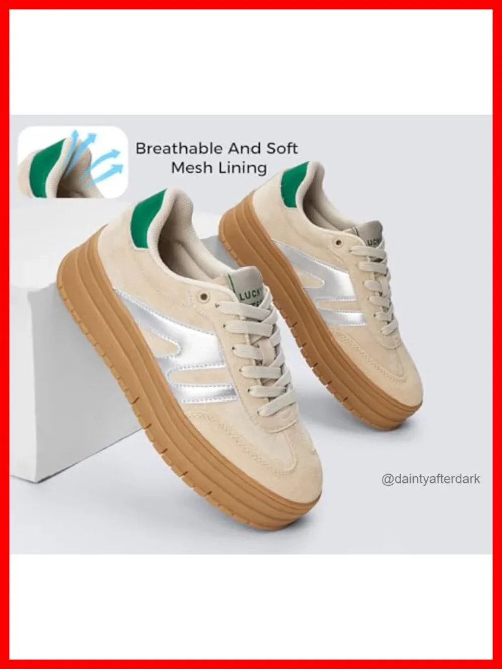 Women Platform Sneakers Faux Leather Suede Slip Resistant Cushioned